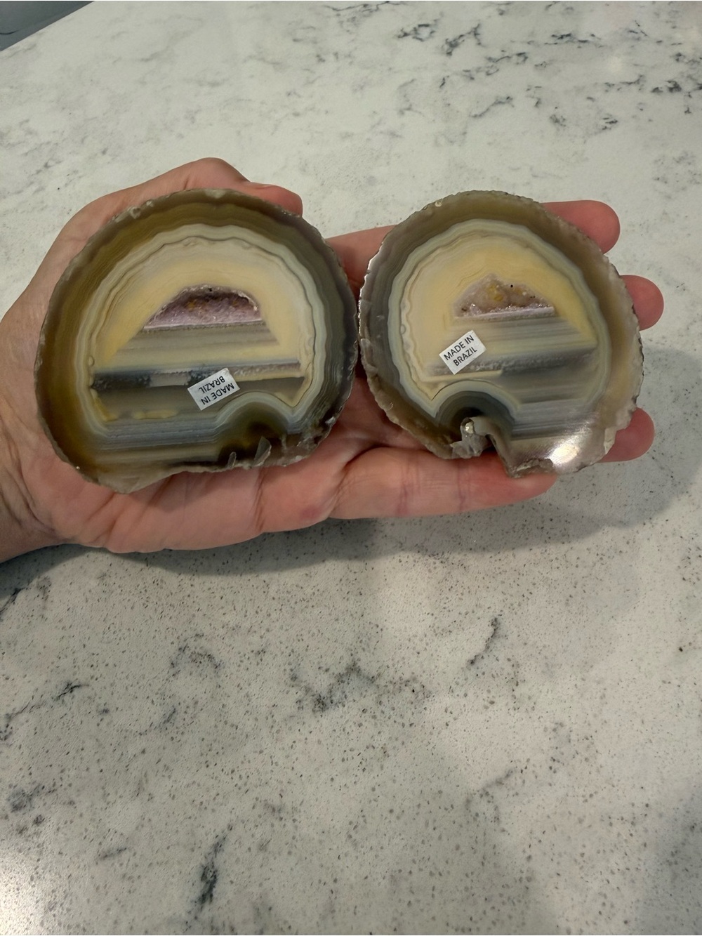Agate Geode Pair
